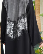 R300 Galaxy Dantel Black Abaya with stone Lace Abaya for Women UAE – Abaya – Rutba Fashion Abaya