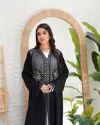 R300 Galaxy Dantel Black Abaya with stone Lace Abaya for Women UAE – Abaya – Rutba Fashion Abaya