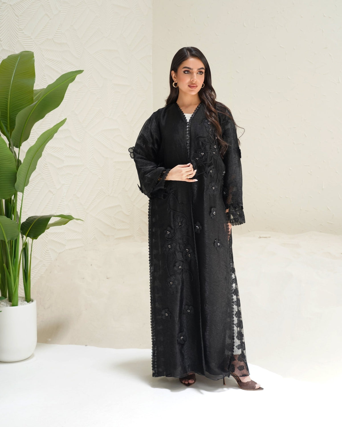 R301 Dela Turkey Organza Designer party Black Abaya Abaya for Women UAE – Abaya – Rutba Fashion Abaya