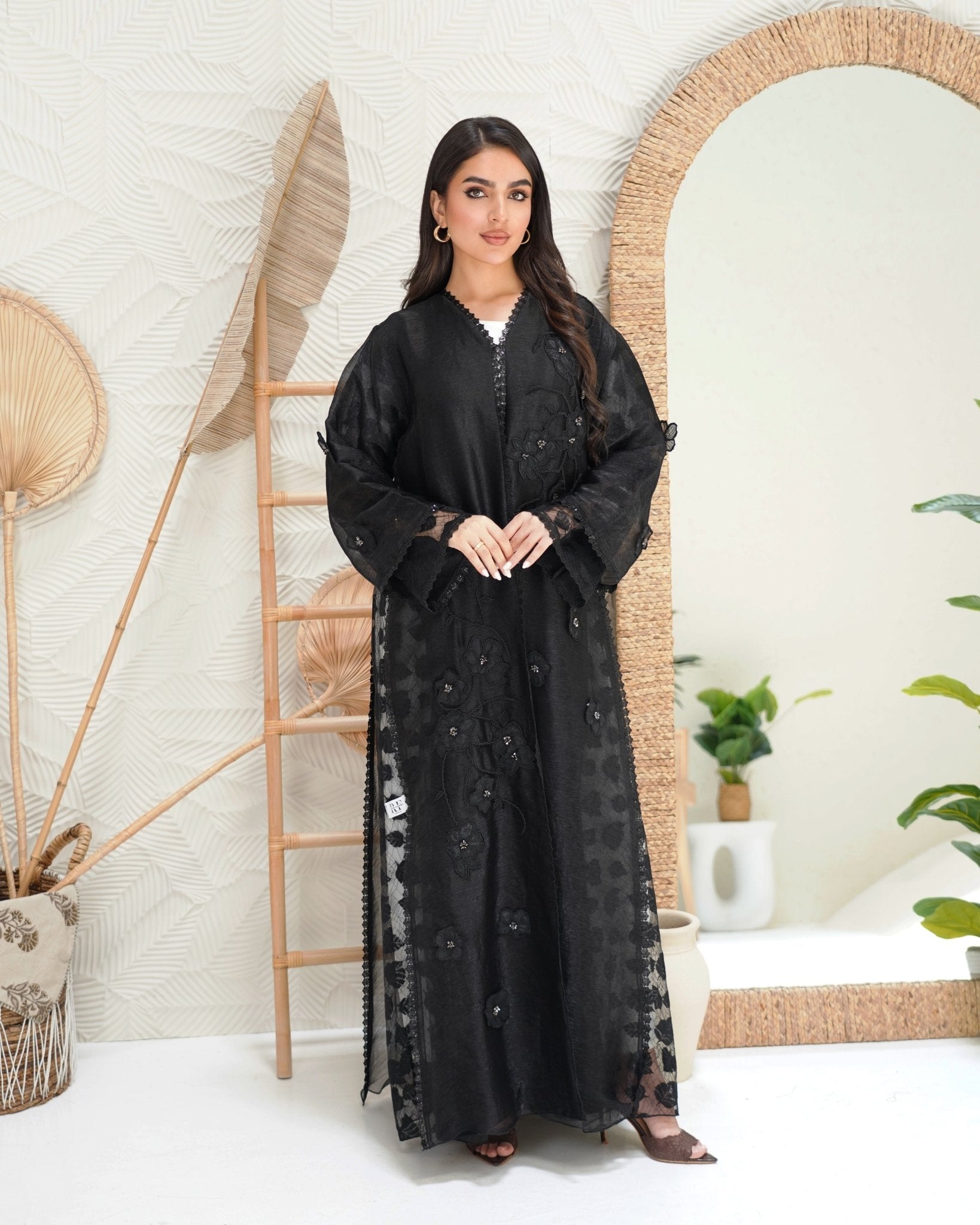 R301 Dela Turkey Organza Designer party Black Abaya Abaya for Women UAE – Abaya – Rutba Fashion Abaya