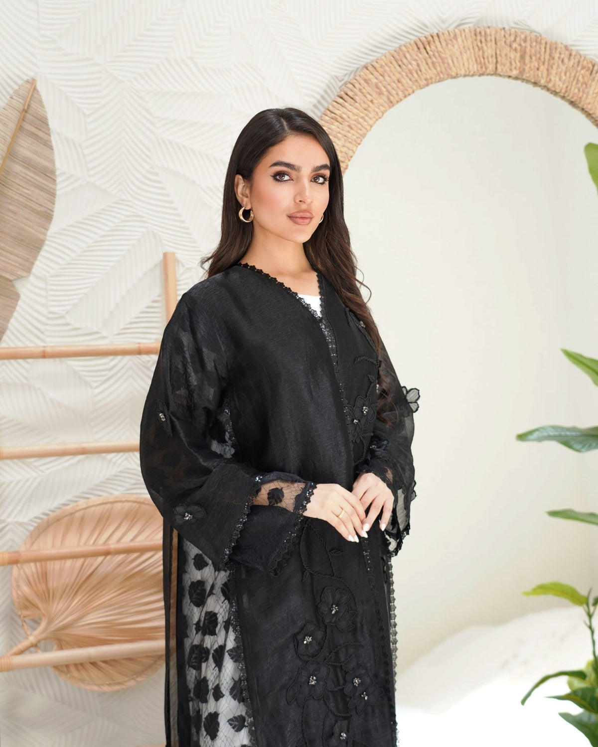 R301 Dela Turkey Organza Designer party Black Abaya Abaya for Women UAE – Abaya – Rutba Fashion Abaya