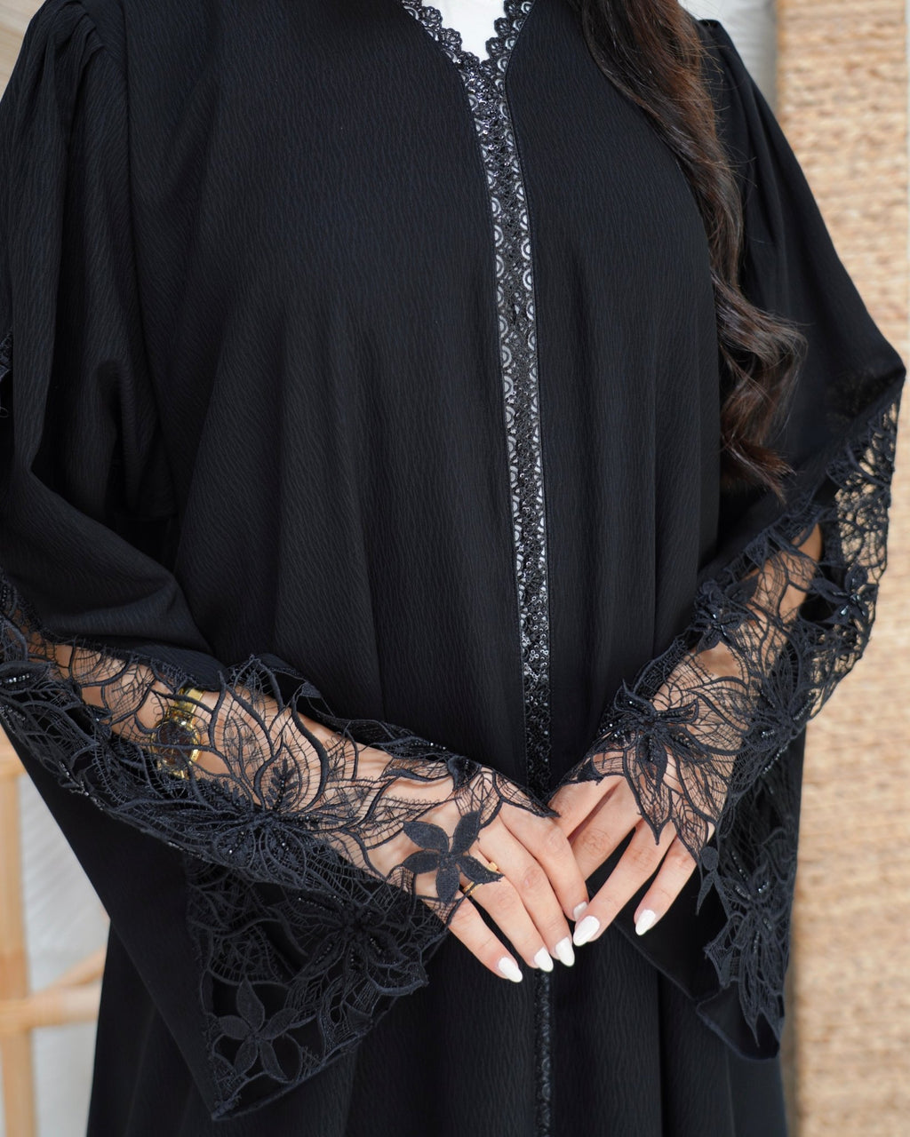 R302 luxury Dantel Model with beads work Abaya for Women UAE – Abaya – Rutba Fashion Abaya