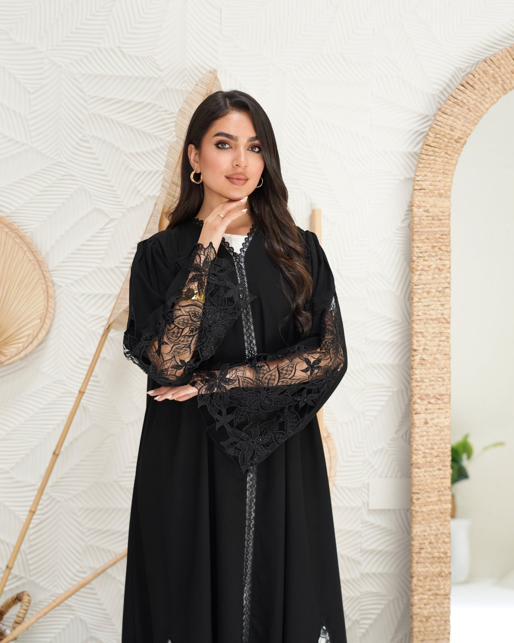 R302 luxury Dantel Model with beads work Abaya for Women UAE – Abaya – Rutba Fashion Abaya