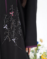 R304 New Fashionable Colour full leaf Handmade Beads work Black Abaya Abaya for Women UAE – Abaya – Rutba Fashion Abaya