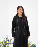 R304 New Fashionable Colour full leaf Handmade Beads work Black Abaya Abaya for Women UAE – Abaya – Rutba Fashion Abaya