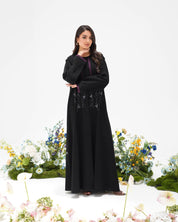 R304 New Fashionable Colour full leaf Handmade Beads work Black Abaya Abaya for Women UAE – Abaya – Rutba Fashion Abaya