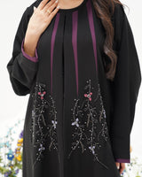 R304 New Fashionable Colour full leaf Handmade Beads work Black Abaya Abaya for Women UAE – Abaya – Rutba Fashion Abaya