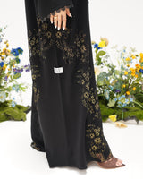 R305 Golden francy sequence lace Classic Black Abaya Abaya for Women UAE – Abaya – Rutba Fashion Abaya