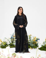 R305 Golden francy sequence lace Classic Black Abaya Abaya for Women UAE – Abaya – Rutba Fashion Abaya