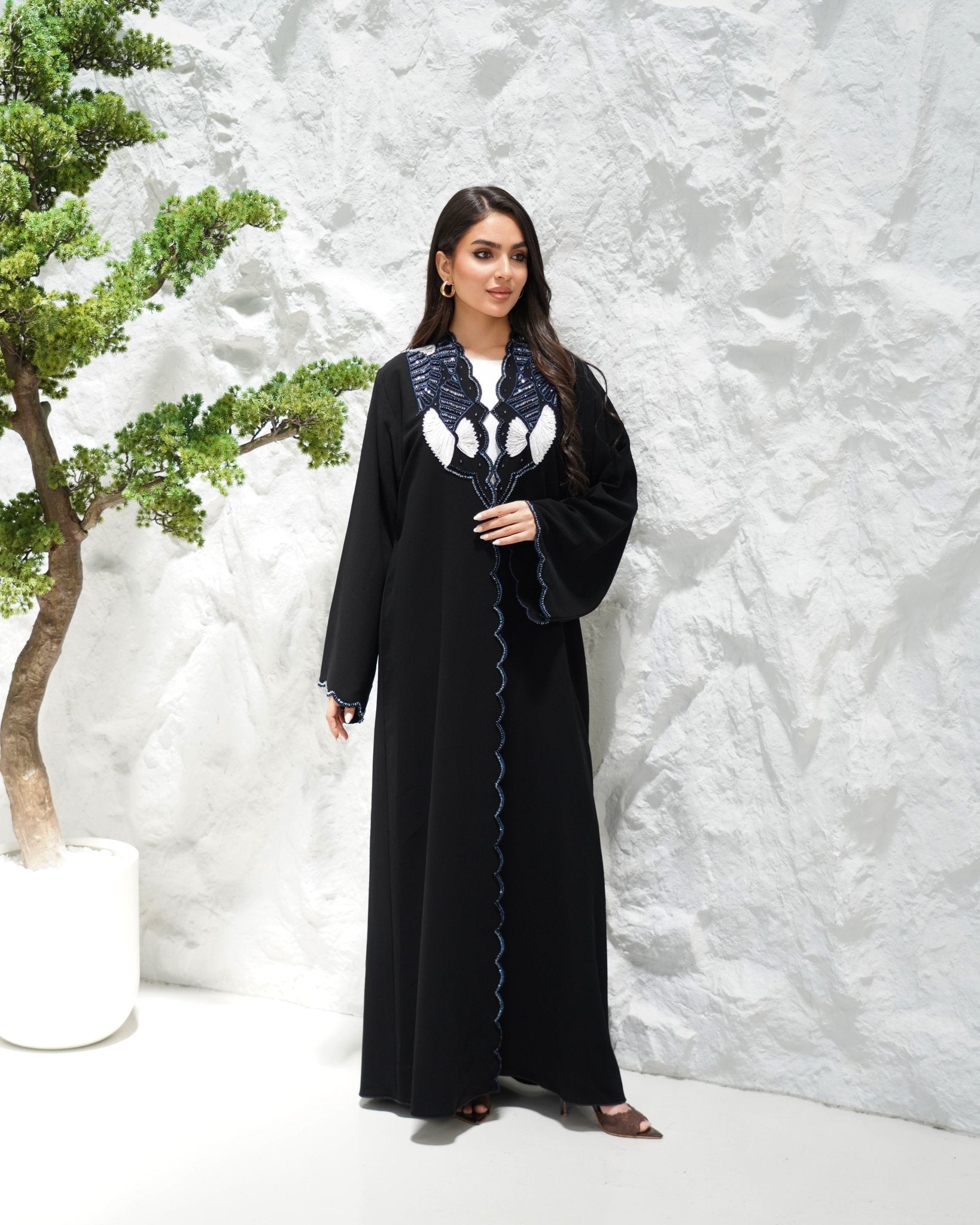 R307 Fashionable colorful embroidery Designer Black Abaya Abaya for Women UAE – Abaya – Rutba Fashion Abaya