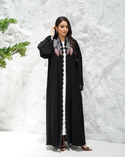 R308 Fashionable Designer Black Abaya colorful embroidery with Beads work Abaya for Women UAE – Abaya – Rutba Fashion Abaya