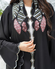 R308 Fashionable Designer Black Abaya colorful embroidery with Beads work Abaya for Women UAE – Abaya – Rutba Fashion Abaya