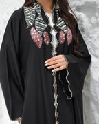 R308 Fashionable Designer Black Abaya colorful embroidery with Beads work Abaya for Women UAE – Abaya – Rutba Fashion Abaya
