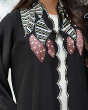 R308 Fashionable Designer Black Abaya colorful embroidery with Beads work Abaya for Women UAE – Abaya – Rutba Fashion Abaya