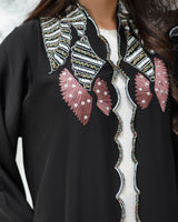 R308 Fashionable Designer Black Abaya colorful embroidery with Beads work Abaya for Women UAE – Abaya – Rutba Fashion Abaya
