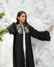 R308 Fashionable Designer Black Abaya colorful embroidery with Beads work Abaya for Women UAE – Abaya – Rutba Fashion Abaya