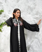 R308 Fashionable Designer Black Abaya colorful embroidery with Beads work Abaya for Women UAE – Abaya – Rutba Fashion Abaya