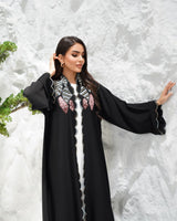 R308 Fashionable Designer Black Abaya colorful embroidery with Beads work Abaya for Women UAE – Abaya – Rutba Fashion Abaya