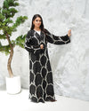 R309 Exclusively Designed with Base embroidery and handmade beads work Black and off- white contrast Abaya Abaya for Women UAE – Abaya – Rutba Fashion Abaya