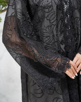 R310 exclusive Flower embroidery Organza Black Abaya Abaya for Women UAE – Abaya – Rutba Fashion Abaya