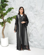 R311 Beautiful Flower Dantel Abaya with stone work Abaya for Women UAE – Abaya – Rutba Fashion Abaya