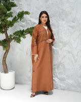R312 Francy lace with rainbow colored beads color Abaya Abaya for Women UAE – Abaya – Rutba Fashion Abaya