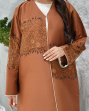 R312 Francy lace with rainbow colored beads color Abaya Abaya for Women UAE – Abaya – Rutba Fashion Abaya