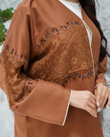 R312 Francy lace with rainbow colored beads color Abaya Abaya for Women UAE – Abaya – Rutba Fashion Abaya