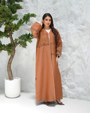 R312 Francy lace with rainbow colored beads color Abaya Abaya for Women UAE – Abaya – Rutba Fashion Abaya
