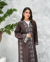 R313 Beautiful Lezar cut Brown elegant Designer Abaya Abaya for Women UAE – Abaya – Rutba Fashion Abaya