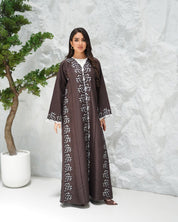R313 Beautiful Lezar cut Brown elegant Designer Abaya Abaya for Women UAE – Abaya – Rutba Fashion Abaya