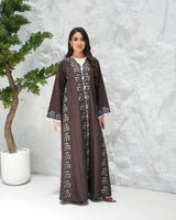 R313 Beautiful Lezar cut Brown elegant Designer Abaya Abaya for Women UAE – Abaya – Rutba Fashion Abaya