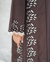 R313 Beautiful Lezar cut Brown elegant Designer Abaya Abaya for Women UAE – Abaya – Rutba Fashion Abaya