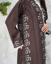 R313 Beautiful Lezar cut Brown elegant Designer Abaya Abaya for Women UAE – Abaya – Rutba Fashion Abaya