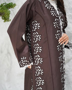 R313 Beautiful Lezar cut Brown elegant Designer Abaya Abaya for Women UAE – Abaya – Rutba Fashion Abaya