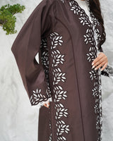 R313 Beautiful Lezar cut Brown elegant Designer Abaya Abaya for Women UAE – Abaya – Rutba Fashion Abaya