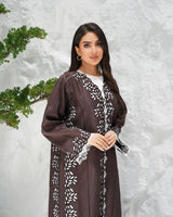 R313 Beautiful Lezar cut Brown elegant Designer Abaya Abaya for Women UAE – Abaya – Rutba Fashion Abaya