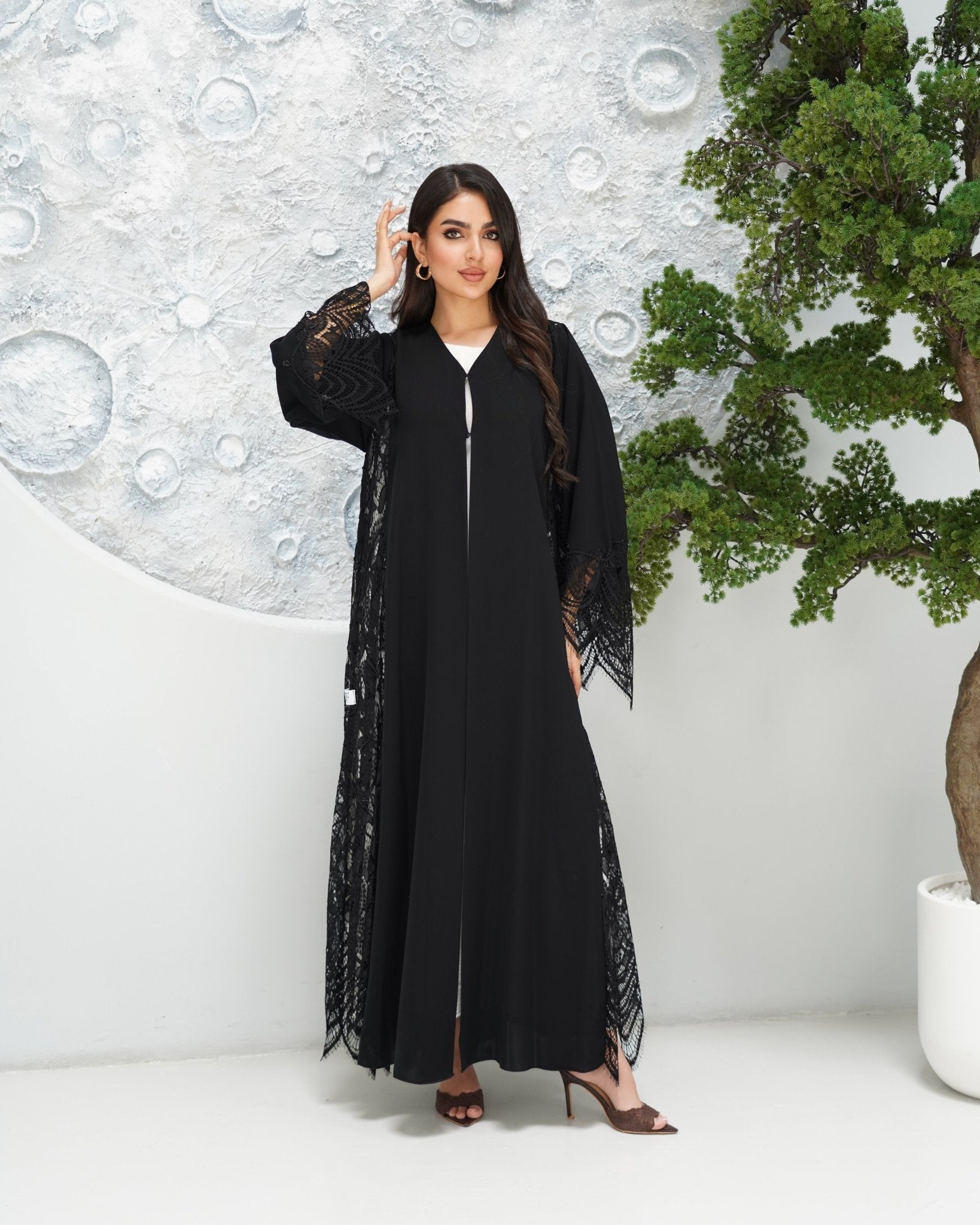 R318 New Exclusive V Francy Black Abaya Abaya for Women UAE – Abaya – Rutba Fashion Abaya