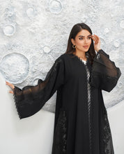 R319 Classic Black Abaya with New Frem Lace and Beads work Abaya for Women UAE – Abaya – Rutba Fashion Abaya