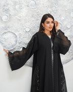R319 Classic Black Abaya with New Frem Lace and Beads work Abaya for Women UAE – Abaya – Rutba Fashion Abaya