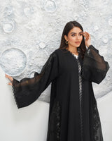 R319 Classic Black Abaya with New Frem Lace and Beads work Abaya for Women UAE – Abaya – Rutba Fashion Abaya