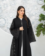 R319 Classic Black Abaya with New Frem Lace and Beads work Abaya for Women UAE – Abaya – Rutba Fashion Abaya