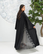 R319 Classic Black Abaya with New Frem Lace and Beads work Abaya for Women UAE – Abaya – Rutba Fashion Abaya
