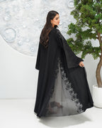 R319 Classic Black Abaya with New Frem Lace and Beads work Abaya for Women UAE – Abaya – Rutba Fashion Abaya