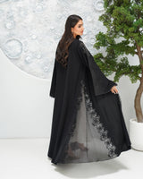 R319 Classic Black Abaya with New Frem Lace and Beads work Abaya for Women UAE – Abaya – Rutba Fashion Abaya