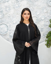 R319 Classic Black Abaya with New Frem Lace and Beads work Abaya for Women UAE – Abaya – Rutba Fashion Abaya