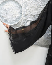 R319 Classic Black Abaya with New Frem Lace and Beads work Abaya for Women UAE – Abaya – Rutba Fashion Abaya