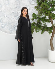 R320 New Fashionable Designer Shining Organza Black Abaya Abaya for Women UAE – Abaya – Rutba Fashion Abaya