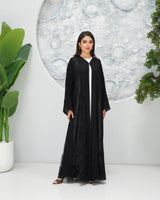 R321 Luxurious Chiffon Gulf Model Black Abaya Abaya for Women UAE – Abaya – Rutba Fashion Abaya