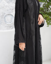 R321 Luxurious Chiffon Gulf Model Black Abaya Abaya for Women UAE – Abaya – Rutba Fashion Abaya